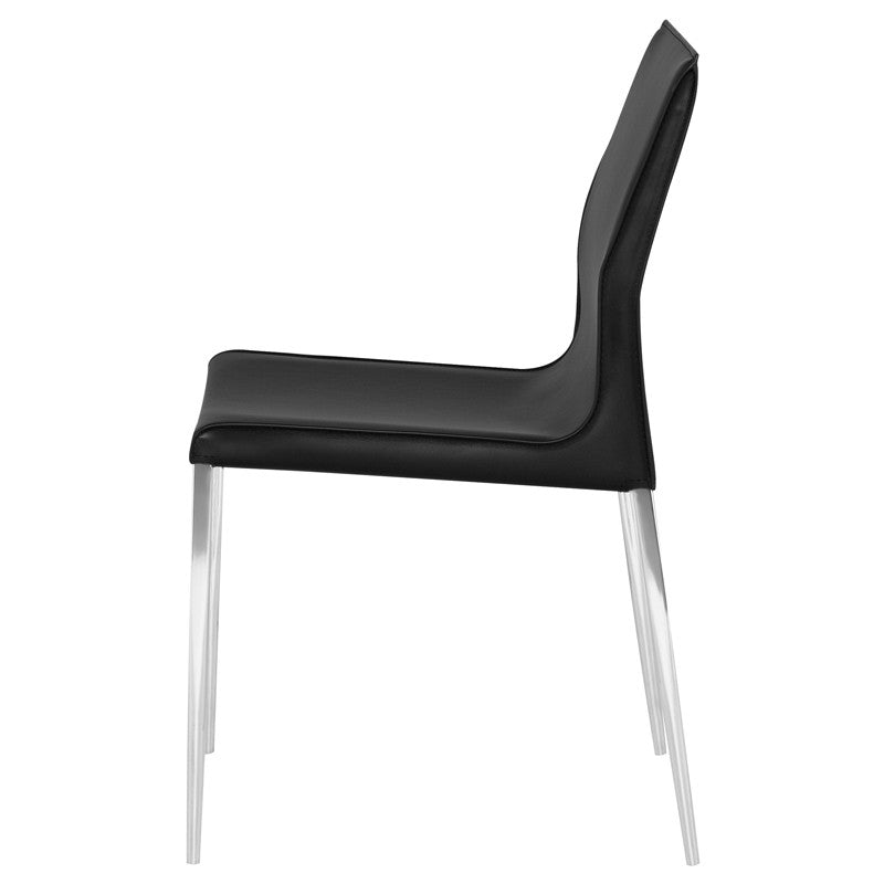 Coulter Dining Chair Black Leather/Chrome Steel 18.5″ - Be Bold Furniture