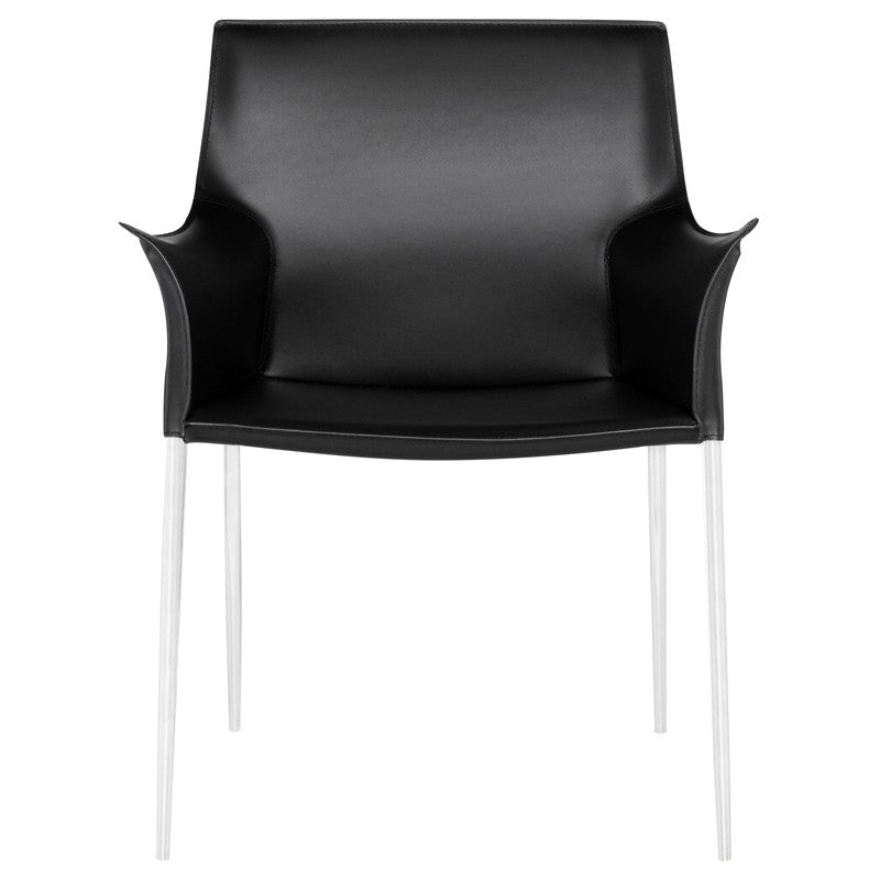 Coulter Dining Chair Black Leather/Chrome Steel 26.5″ - Be Bold Furniture