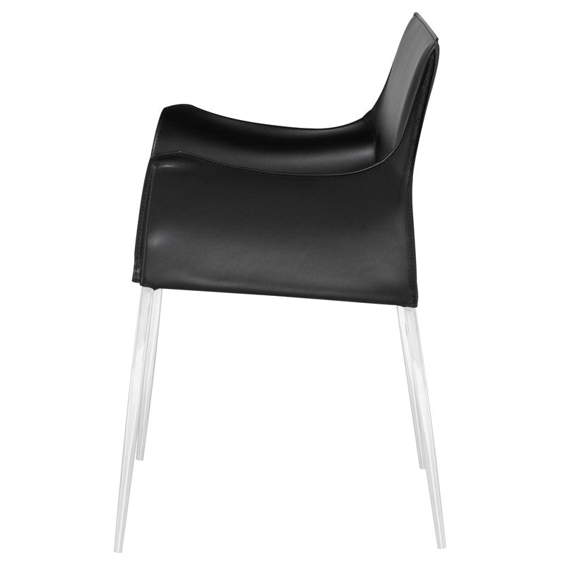 Coulter Dining Chair Black Leather/Chrome Steel 26.5″ - Be Bold Furniture