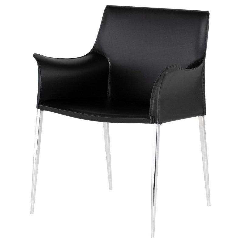 Coulter Dining Chair Black Leather/Chrome Steel 26.5″ - Be Bold Furniture