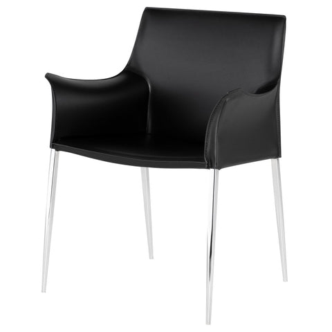 Coulter Dining Chair Black Leather/Chrome Steel 26.5″ - Be Bold Furniture