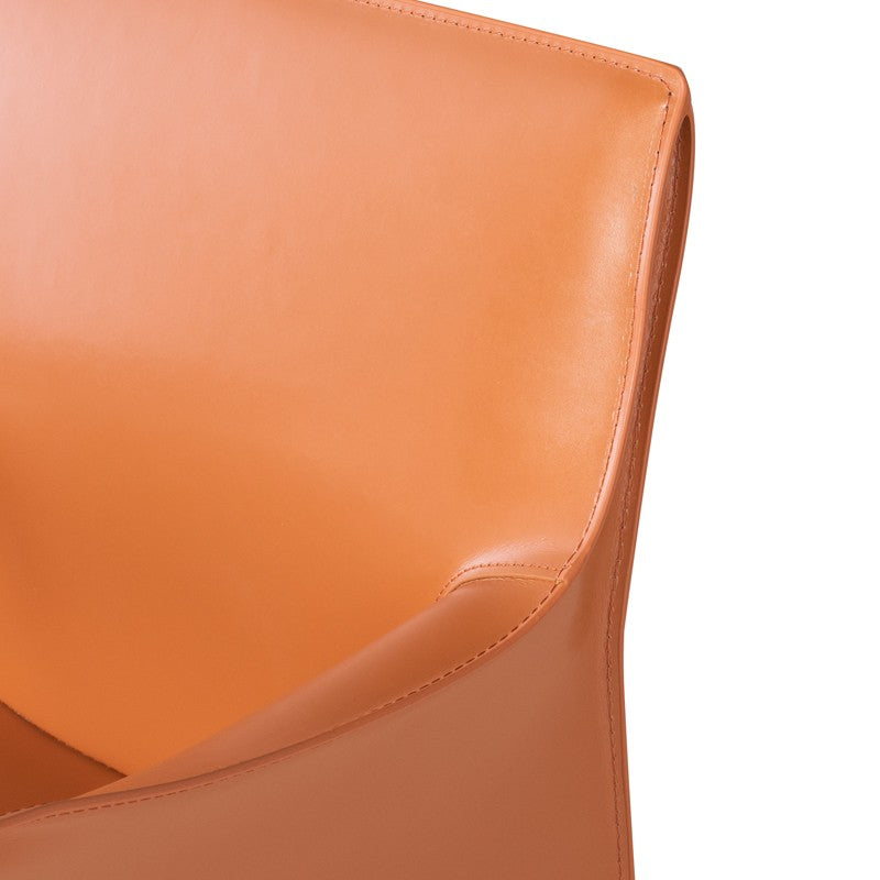 Coulter Dining Chair Ochre Leather/Chrome Steel 26.5″ - Be Bold Furniture