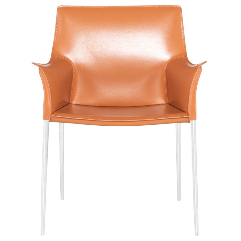 Coulter Dining Chair Ochre Leather/Chrome Steel 26.5″ - Be Bold Furniture