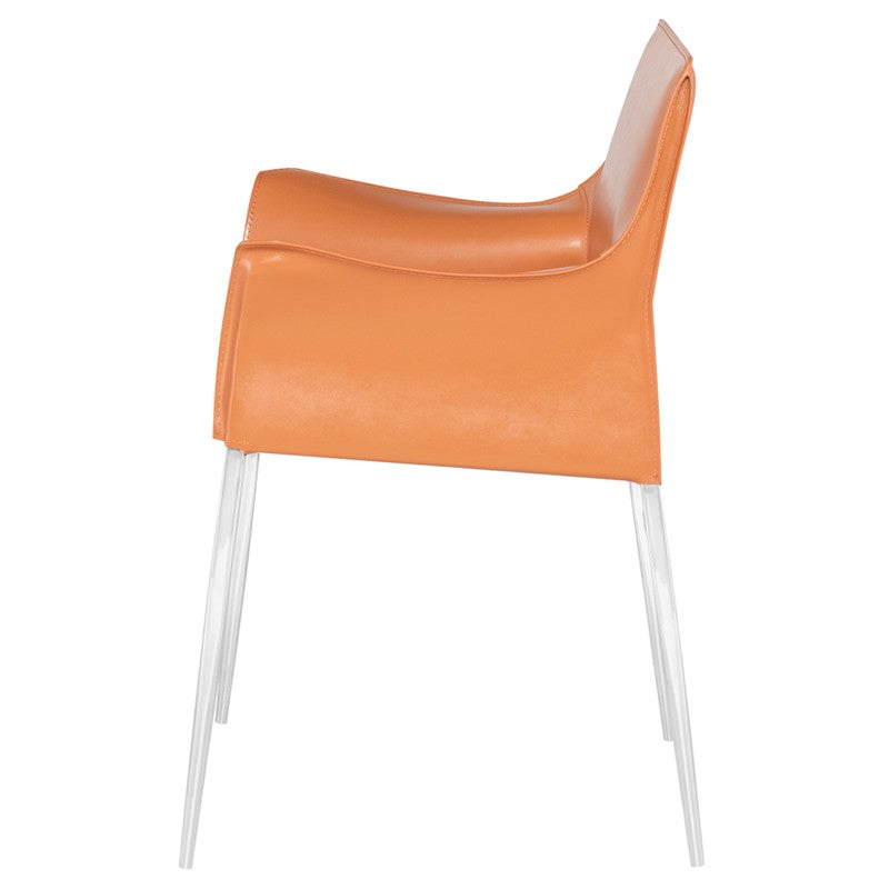 Coulter Dining Chair Ochre Leather/Chrome Steel 26.5″ - Be Bold Furniture