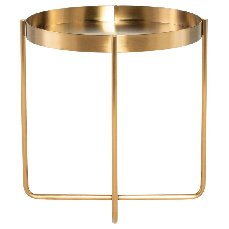 Gaultier Side Table Brushed Gold 22″ - Be Bold Furniture