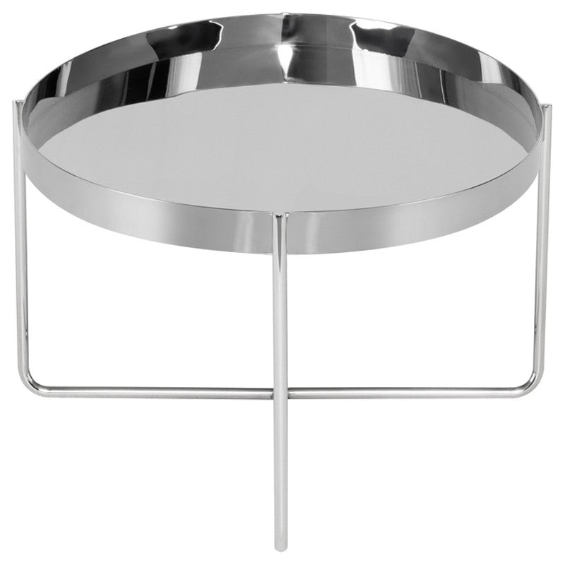 Gaultier Coffee Table Polished Stainless 54″ - Be Bold Furniture