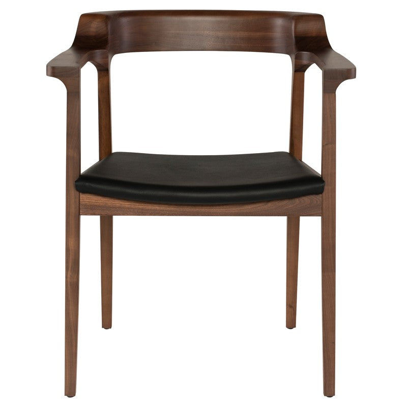 Caitlan Dining Chair Black Leather/Tan Walnut 24″ - Be Bold Furniture