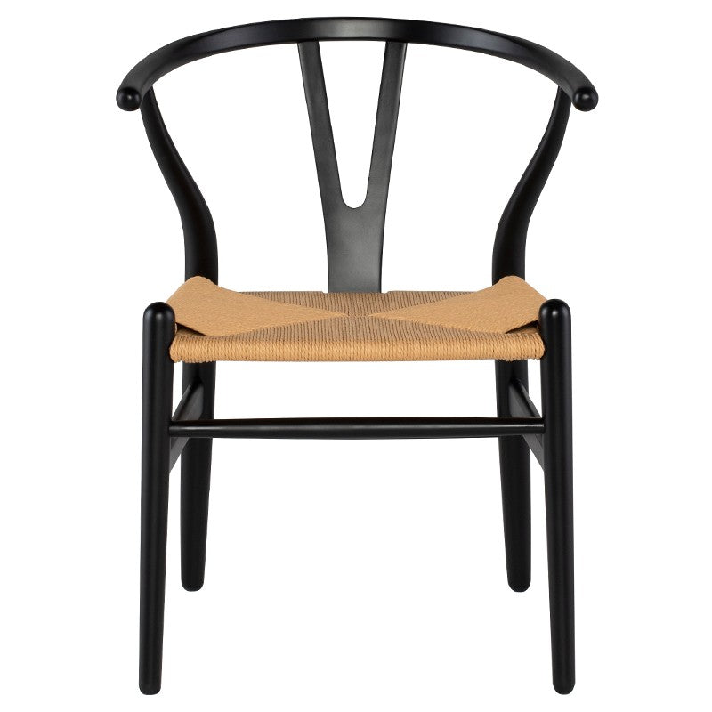 Alban Dining Chair Beige Woven Paper/Black Beech Wood 22.5″ - Be Bold Furniture