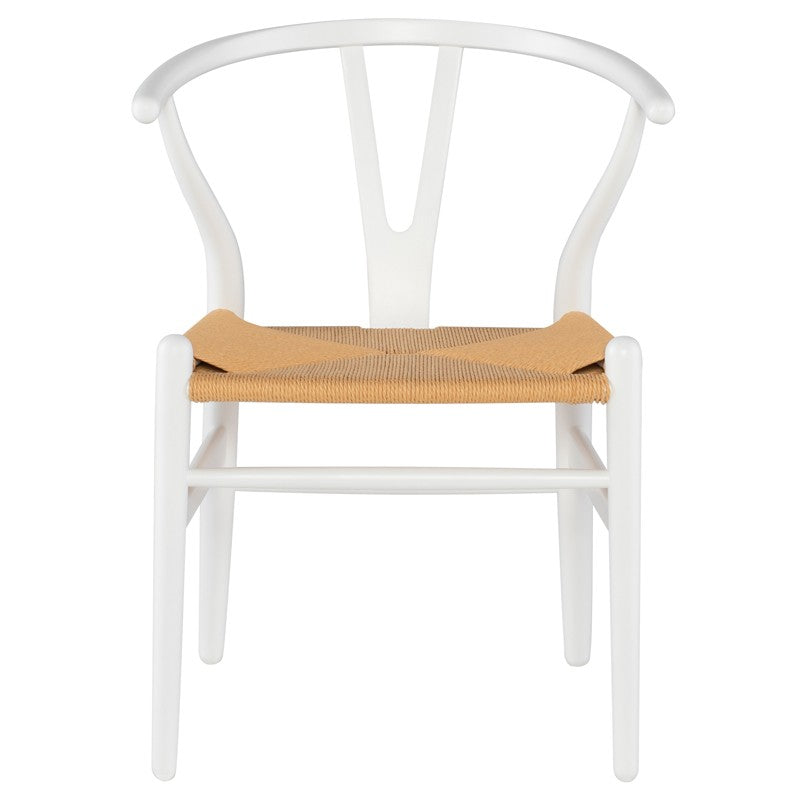 Alban Dining Chair Beige Woven Paper/White Beech Wood 22.5″ - Be Bold Furniture