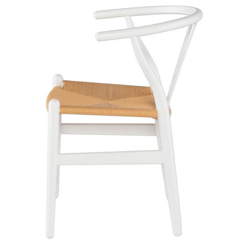 Alban Dining Chair Beige Woven Paper/White Beech Wood 22.5″ - Be Bold Furniture