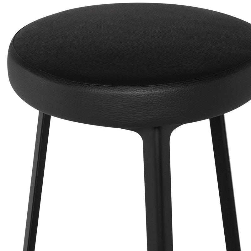 Hyku Counter Stool Black Naugahyde/Matte Black 17″ - Be Bold Furniture