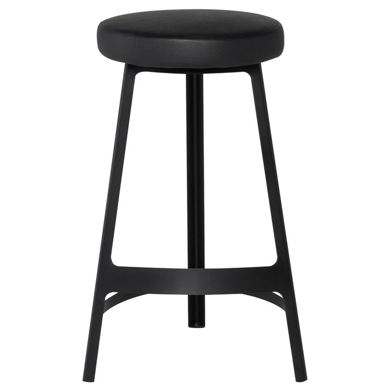 Hyku Counter Stool Black Naugahyde/Matte Black 17″ - Be Bold Furniture