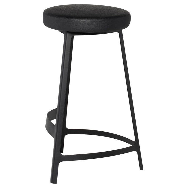 Hyku Counter Stool Black Naugahyde/Matte Black 17″ - Be Bold Furniture