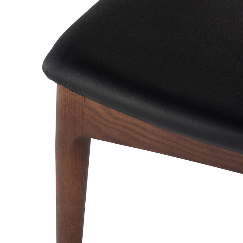 Saal Dining Chair Black Leather/Walnut Stained Ash 21.8″ - Be Bold Furniture