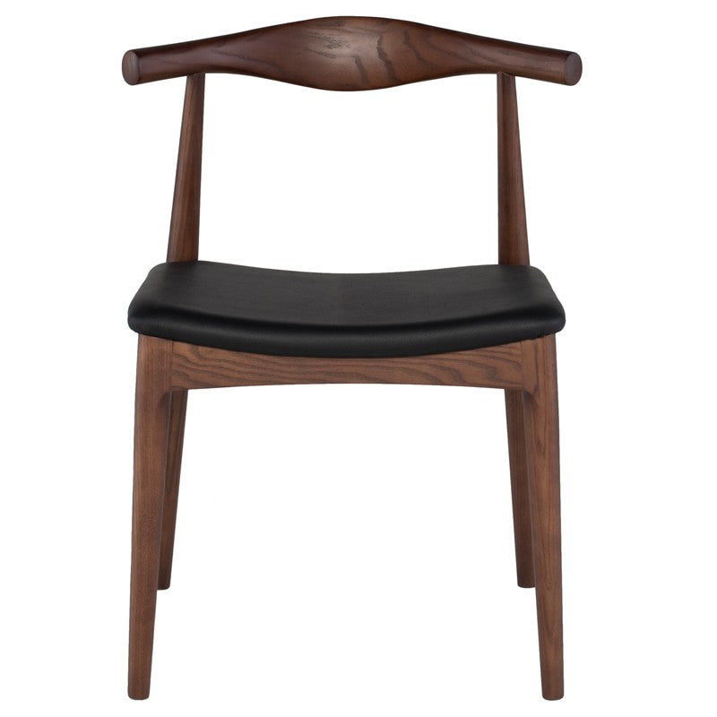 Saal Dining Chair Black Leather/Walnut Stained Ash 21.8″ - Be Bold Furniture