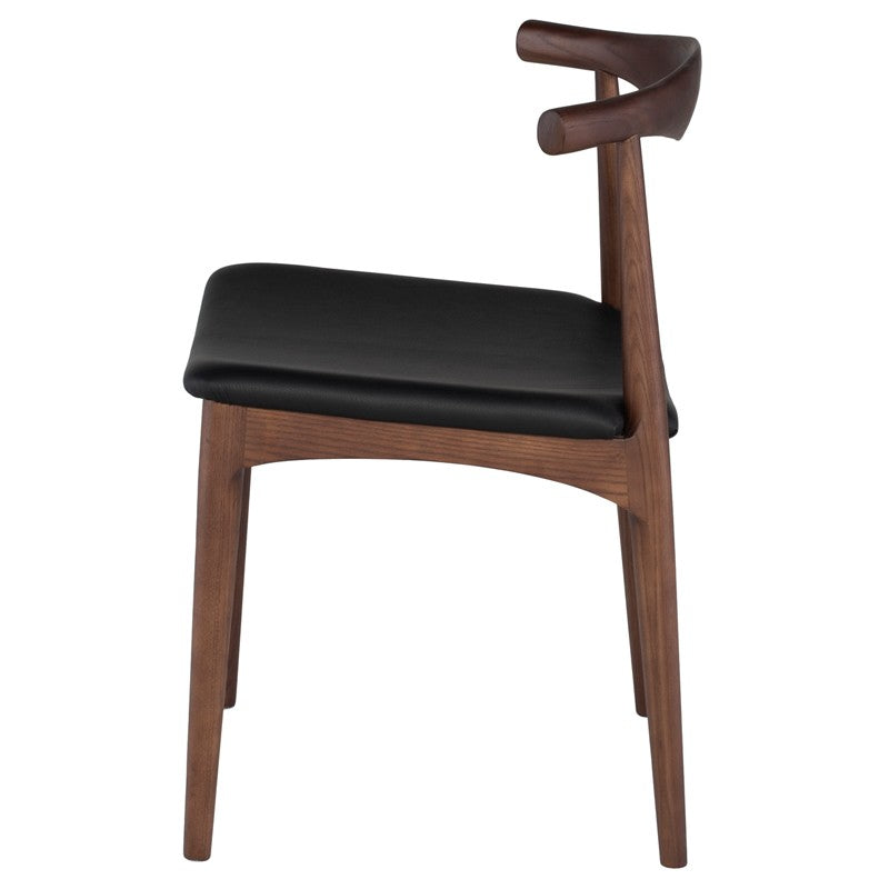 Saal Dining Chair Black Leather/Walnut Stained Ash 21.8″ - Be Bold Furniture