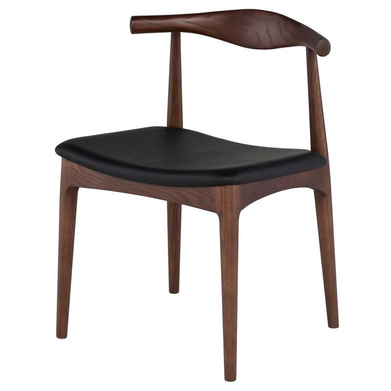 Saal Dining Chair Black Leather/Walnut Stained Ash 21.8″ - Be Bold Furniture