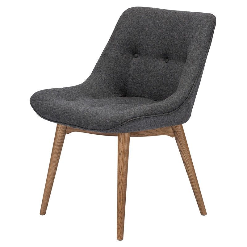 Brie Dining Chair Dark Grey Fabric/Walnut Stained Ash 23.8″ - Be Bold Furniture