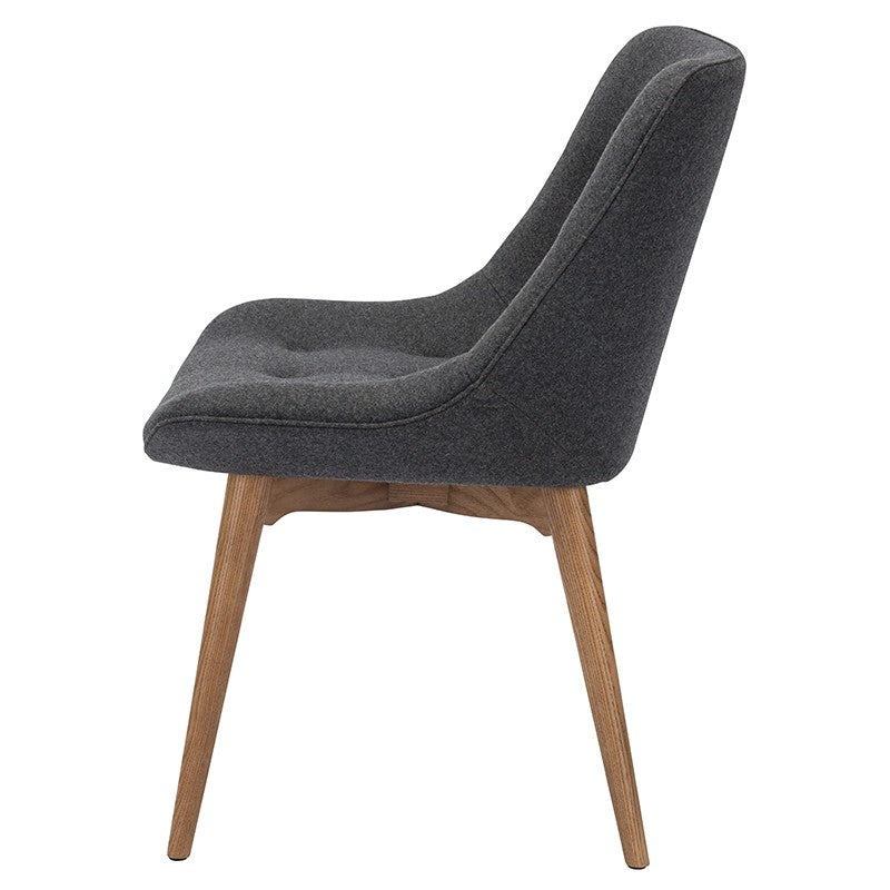 Brie Dining Chair Dark Grey Fabric/Walnut Stained Ash 23.8″ - Be Bold Furniture