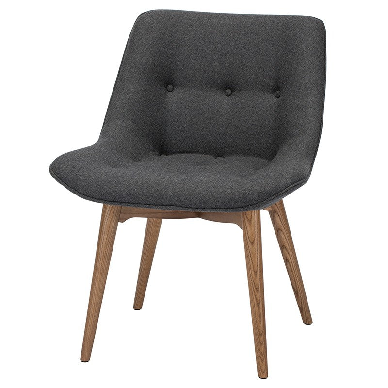 Brie Dining Chair Dark Grey Fabric/Walnut Stained Ash 23.8″ - Be Bold Furniture