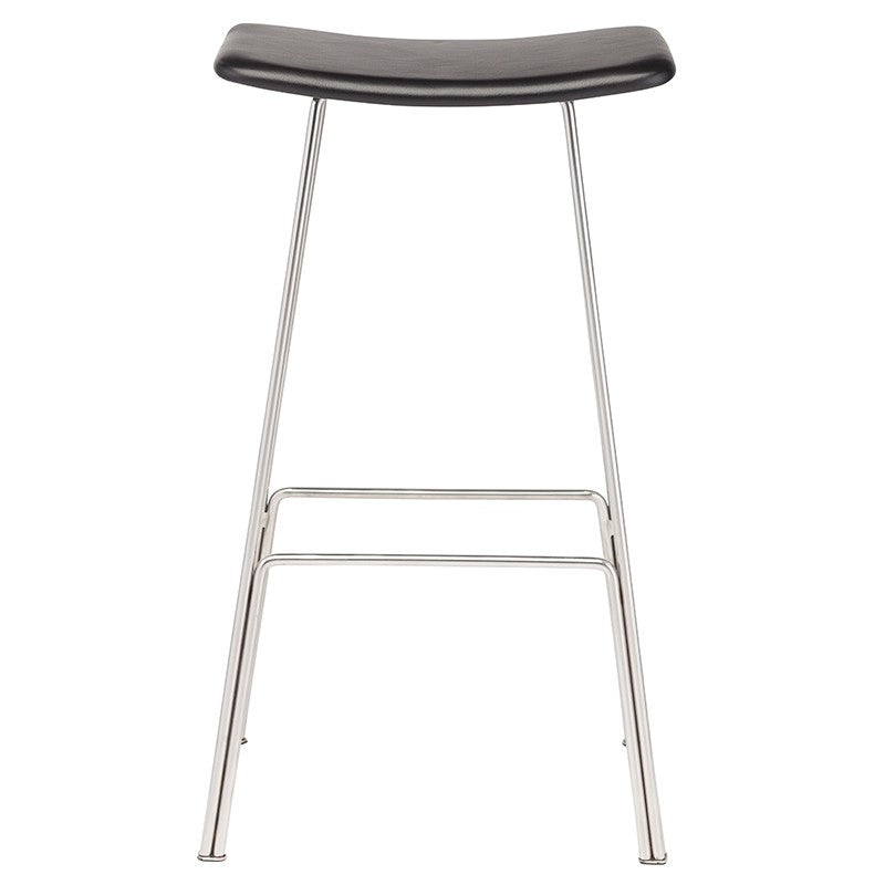 Kristen Bar Stool Black Leather/Polished Stainless 17″ - Be Bold Furniture