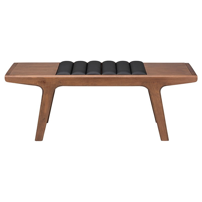 Lucien Bench Black Naugahyde/Walnut Stained Ash 48″ - Be Bold Furniture