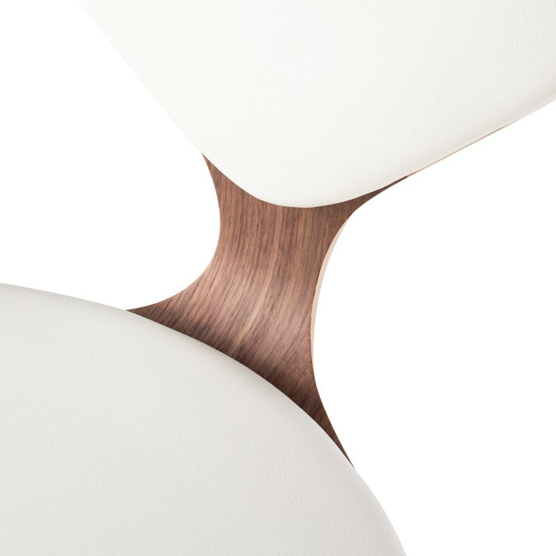 Satine Dining Chair Grey Leather/Walnut Veneer 17.3″ - Be Bold Furniture