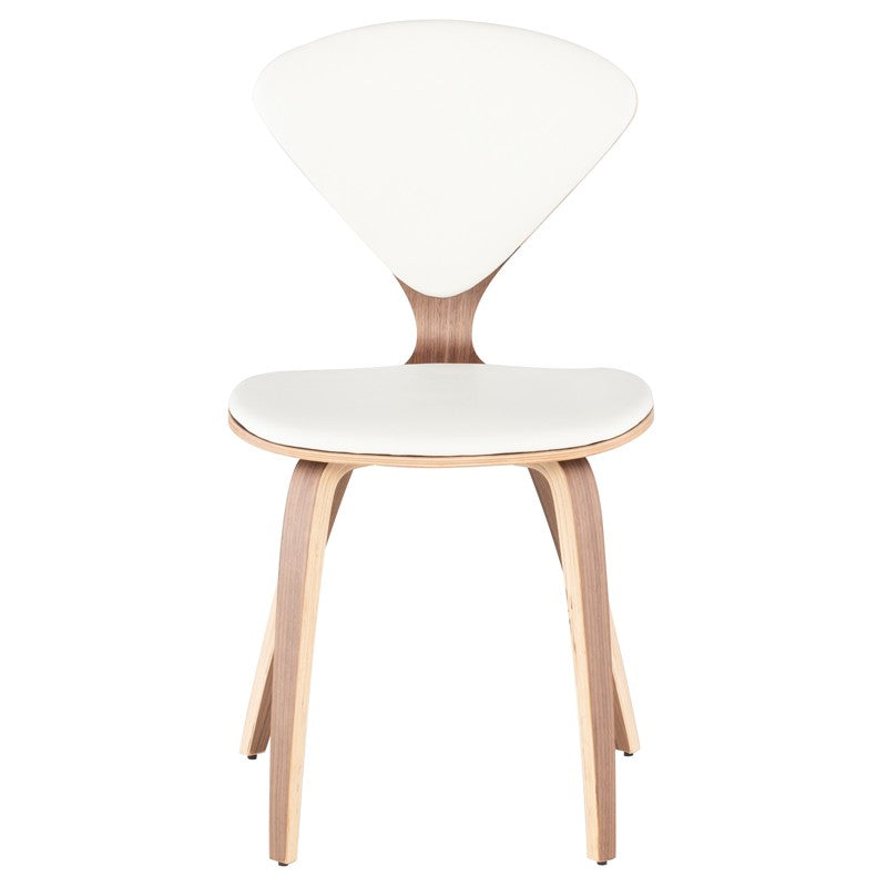 Satine Dining Chair Grey Leather/Walnut Veneer 17.3″ - Be Bold Furniture