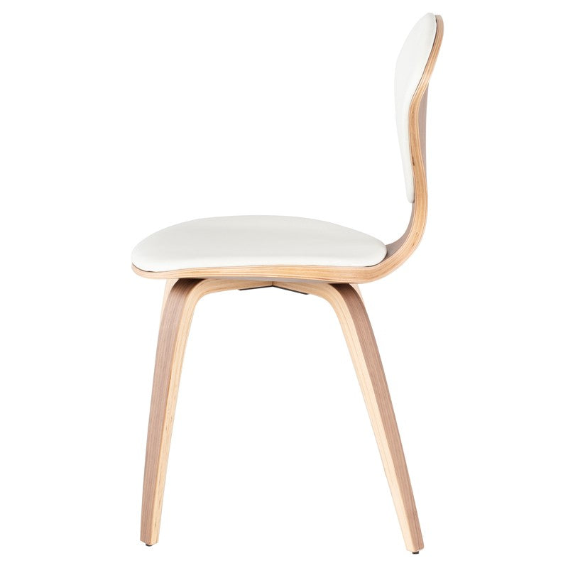 Satine Dining Chair Grey Leather/Walnut Veneer 17.3″ - Be Bold Furniture
