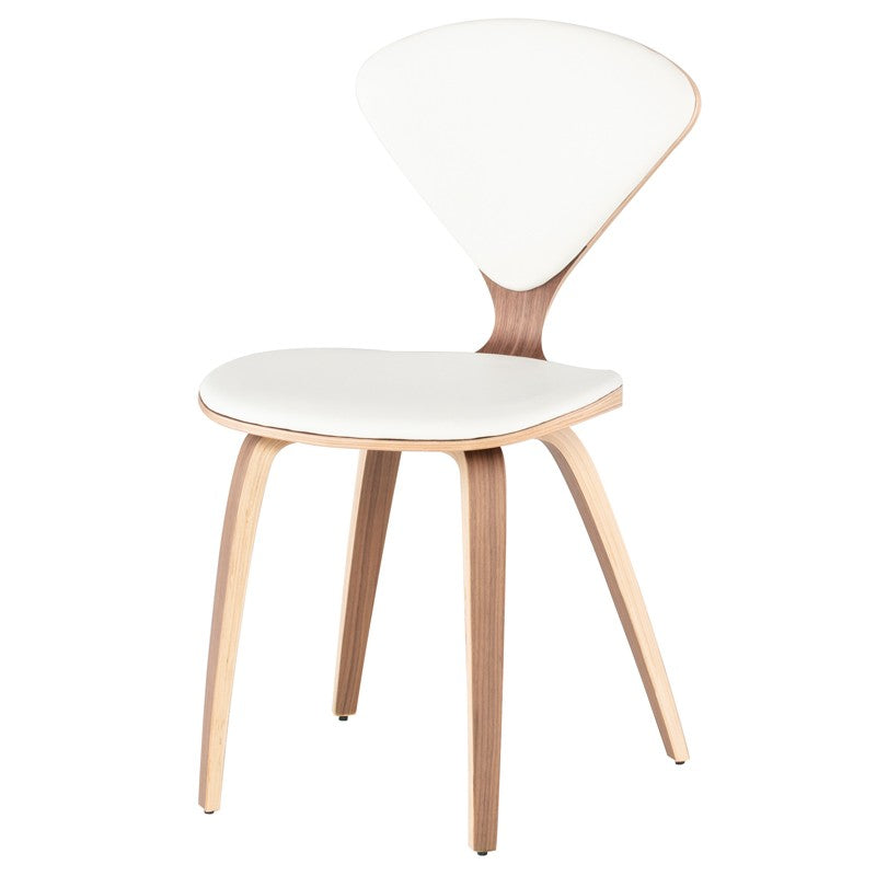Satine Dining Chair Grey Leather/Walnut Veneer 17.3″ - Be Bold Furniture