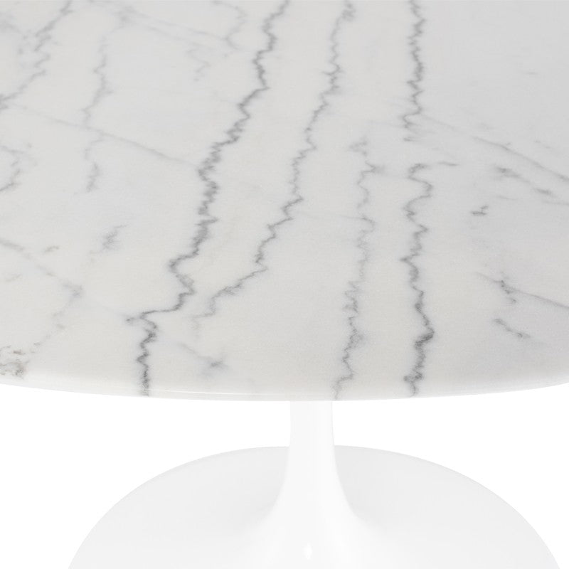 Cal Dining Table White Marble/Aluminum - Be Bold Furniture