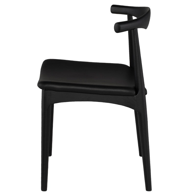 Saal Dining Chair Black Leather/Black Ash 21.8″ - Be Bold Furniture