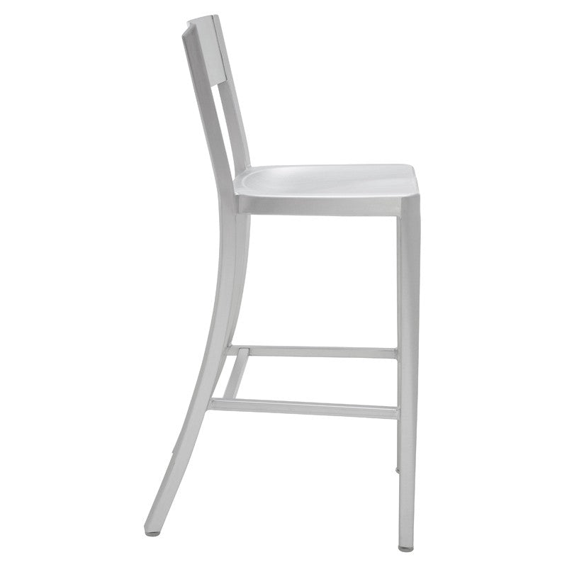 Tribecca Bar Stool Silver Aluminium 17″ - Be Bold Furniture