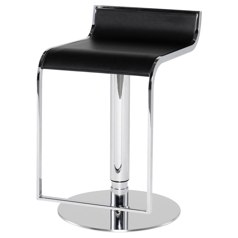 Alexander Adjustable Stool Black Leather/Chrome Steel 15″ - Be Bold Furniture