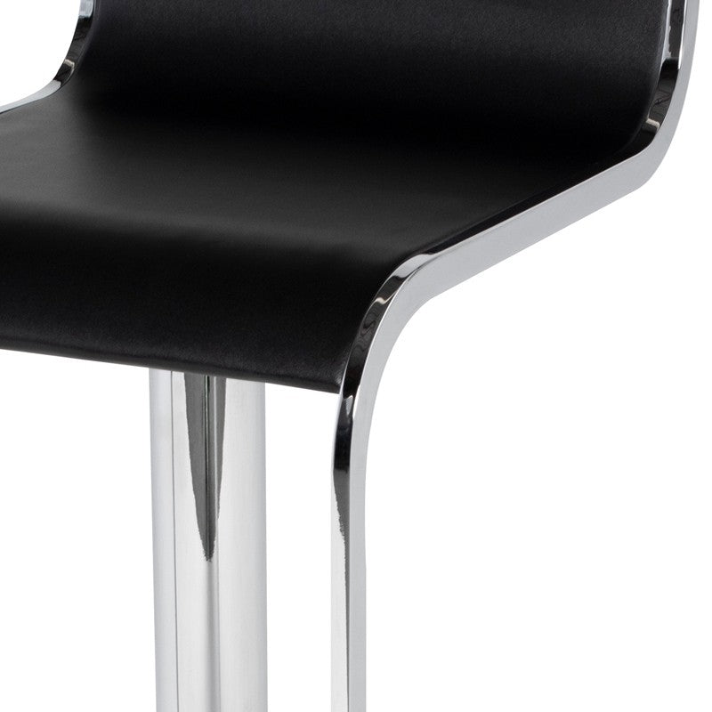 Alexander Adjustable Stool Black Leather/Chrome Steel 15″ - Be Bold Furniture