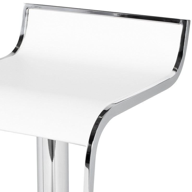 Alexander Adjustable Stool White Leather/Chrome Steel 15″ - Be Bold Furniture