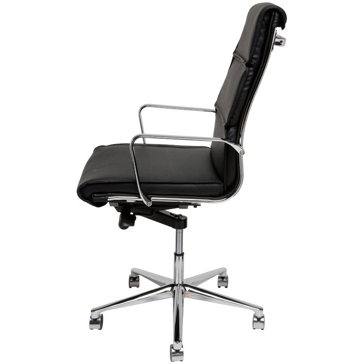 Lucia Office Chair Black Naugahyde/Chrome Aluminium 23″ - Be Bold Furniture