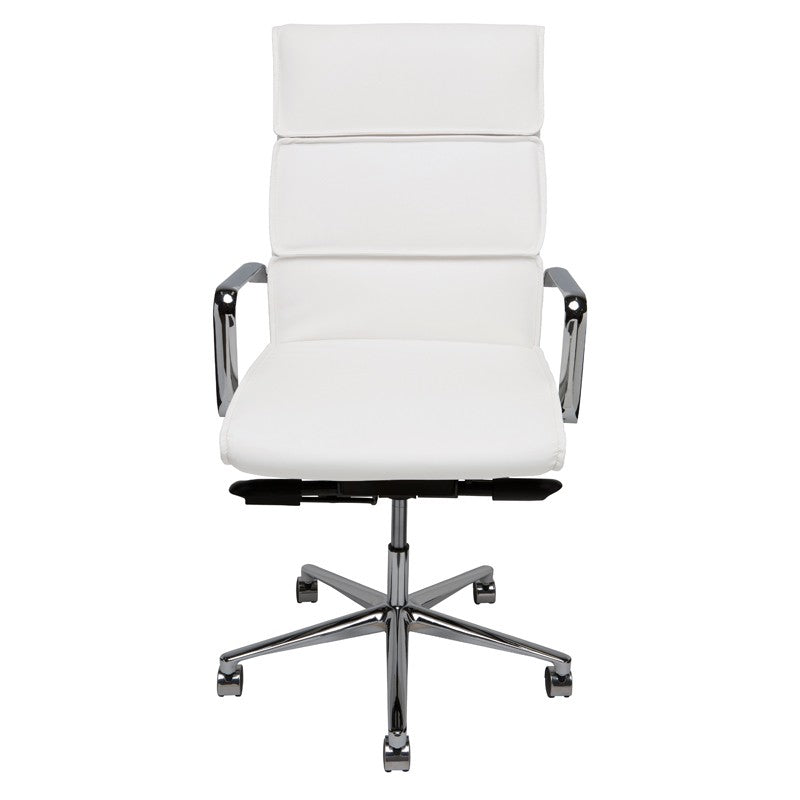 Lucia Office Chair White Naugahyde/Chrome Aluminium 23″ - Be Bold Furniture