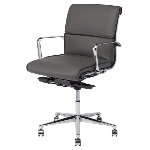 Lucia Office Chair Grey Naugahyde/Chrome Aluminium 23″ - Be Bold Furniture