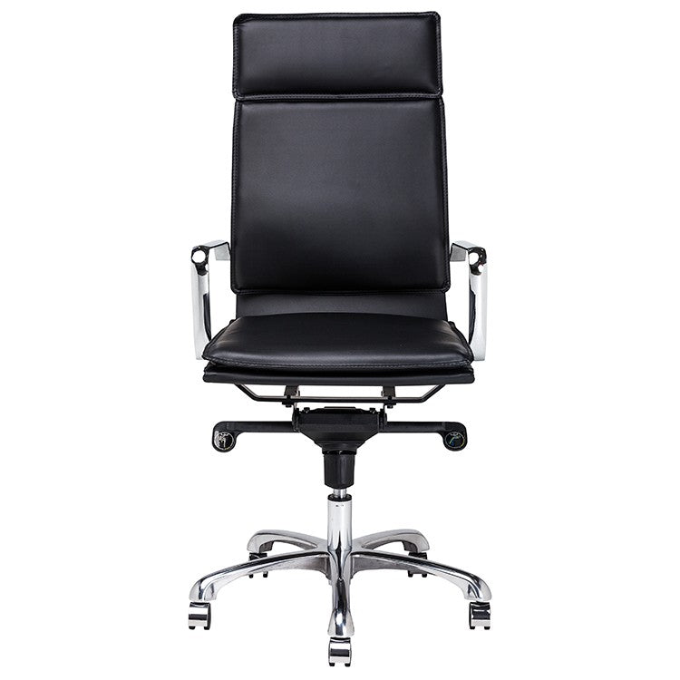 Carlo Office Chair Black Naugahyde/Chrome Aluminium 23″ - Be Bold Furniture