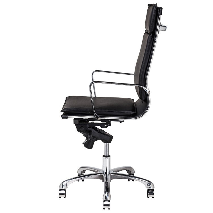 Carlo Office Chair Black Naugahyde/Chrome Aluminium 23″ - Be Bold Furniture