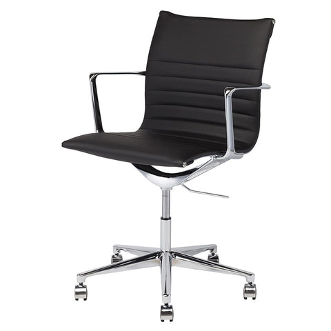 Antonio Office Chair Black Naugahyde/Chrome Aluminium 23.3″ - Be Bold Furniture