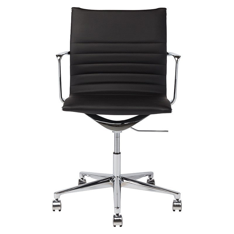 Antonio Office Chair Black Naugahyde/Chrome Aluminium 23.3″ - Be Bold Furniture