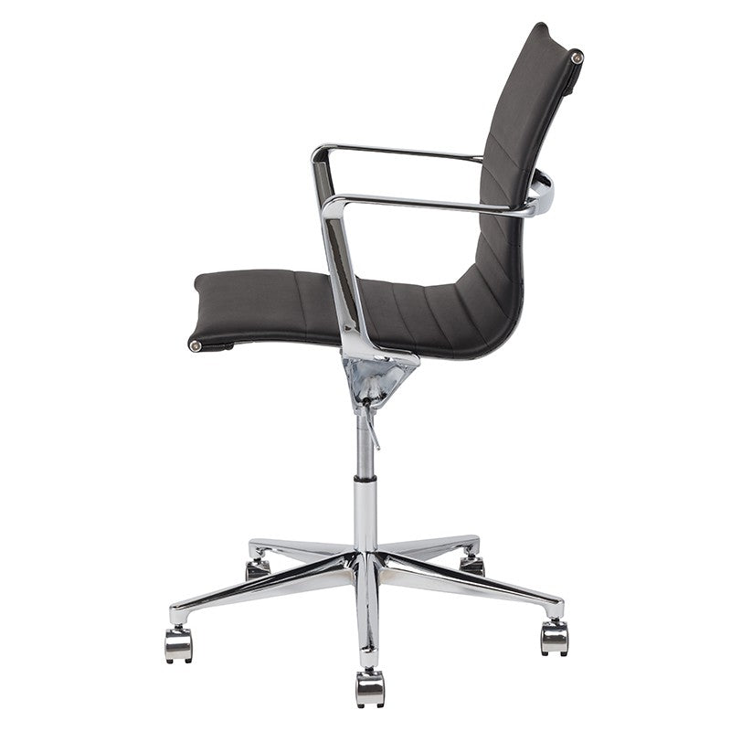 Antonio Office Chair Black Naugahyde/Chrome Aluminium 23.3″ - Be Bold Furniture