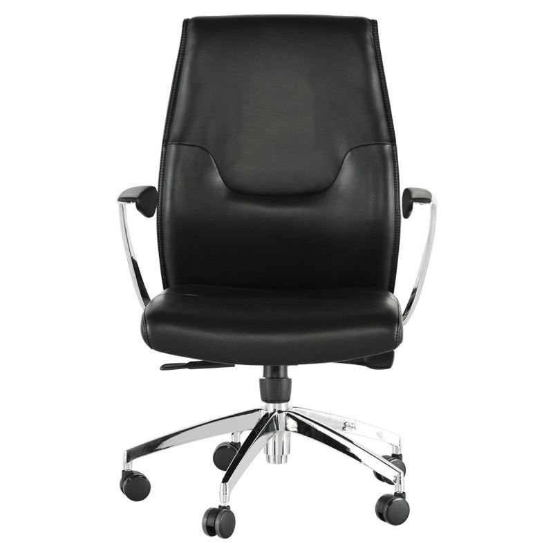 Klause Office Chair Black Naugahyde/Chrome Aluminium 23″ - Be Bold Furniture