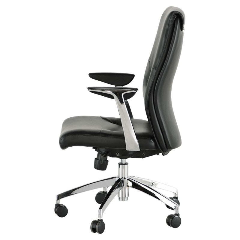 Klause Office Chair Black Naugahyde/Chrome Aluminium 23″ - Be Bold Furniture