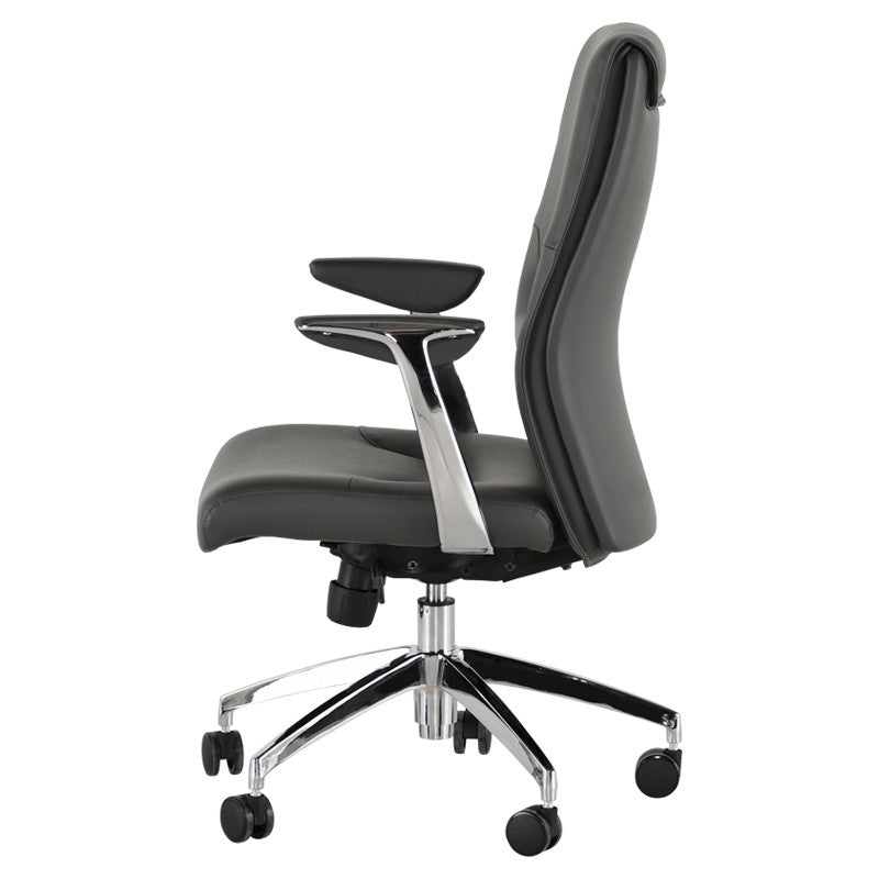 Klause Office Chair Grey Naugahyde/Chrome Aluminium 23″ - Be Bold Furniture