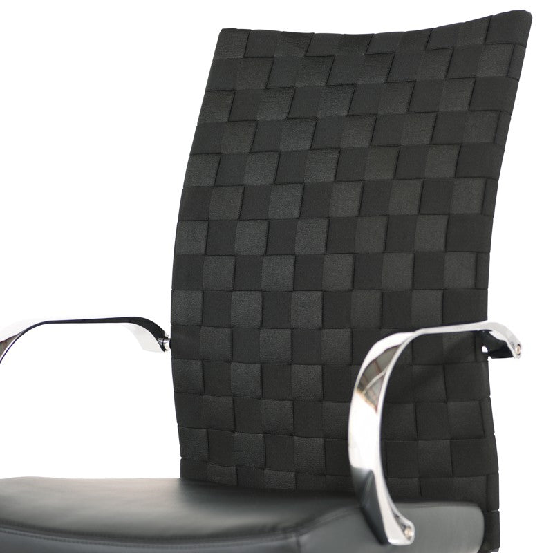 Mia Office Chair Black Naugahyde/Chrome Aluminium 25.8″ - Be Bold Furniture