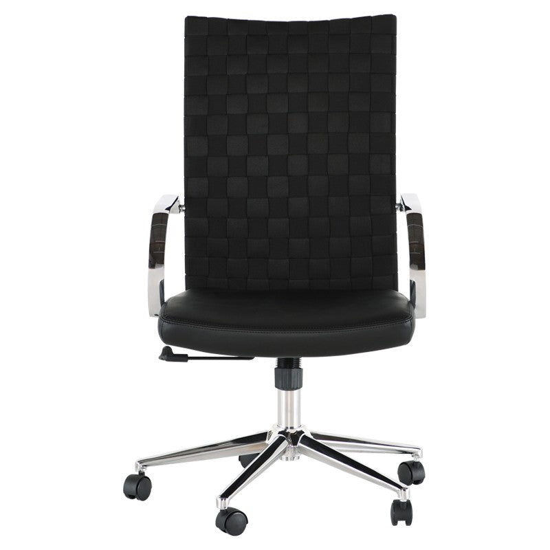 Mia Office Chair Black Naugahyde/Chrome Aluminium 25.8″ - Be Bold Furniture