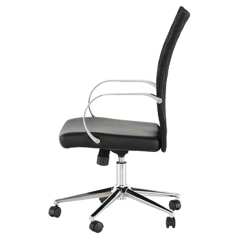 Mia Office Chair Black Naugahyde/Chrome Aluminium 25.8″ - Be Bold Furniture
